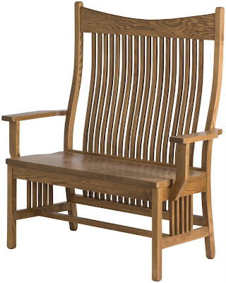 Western Bench with Back, in Rustic Oak