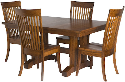 42 x 42 Trestle Dining Table and Lancaster Chairs, Antique Cherry