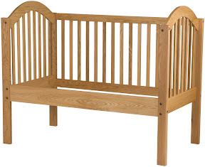 Cairo Baby Crib, Oak Hardwood, Converted into Kids Bed (mattress base not shown), Oil & Wax Finish