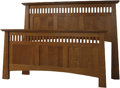 Teton Bed, Quarter Sawn Oak Hardwood, Medium Finish