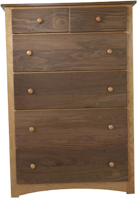 Shaker Dresser, Walnut & Cherry Hardwood, Natural Finish