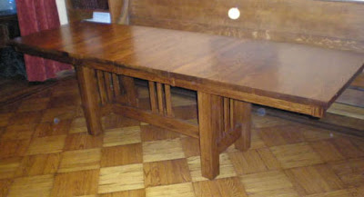 70 x 32 Mission Dining Table with 18 Inch Leaves, Oak Hardwood, Autumn Finish