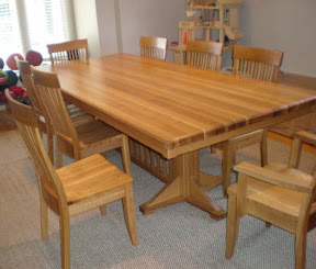 100 x 46 Woodland Dining Table & Harvest Chairs, Quarter Sawn Oak Hardwood, Honey Finish