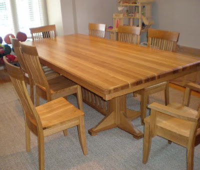 100 x 46 Woodland Dining Table & Harvest Chairs, Quarter Sawn Oak Hardwood, Honey Finish