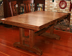 70 x 42 Trestle Dining Table, Hickory Hardwood, Sunset Finish
