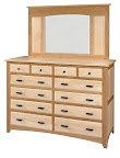 Monticello Dresser, Cherry and Maple Hardwood, Natural Finish