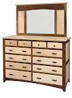Monticello Dresser, Walnut and Maple Hardwood, Natural Finish