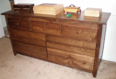 Shaker Dresser, Walnut Hardwood, Natural Finish