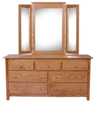 Shaker Dresser, Oak Hardwood, Medium Finish