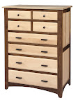  Monticello Dresser, Walnut and Maple Hardwood, Natural  Finish 