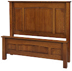 Monticello Bed, Quarter Sawn Oak Hardwood, Mahogany Finish