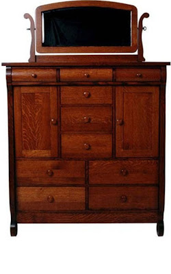 Classic Dresser, Quarter Sawn Oak Hardwood, Mahogany  Finish