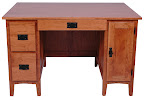 Shaker Executive Desk, Cherry Hardwood, Red Finish