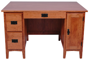 Shaker Executive Desk, Cherry Hardwood, Red Finish