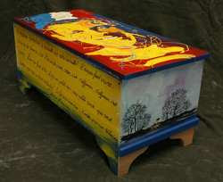 Original Jean Francois  painted hope chest entitled �La Vie en Jaune�