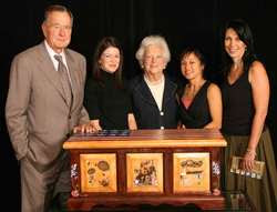 Original Denise Duong painted hope chest signed by George H.W. & Barbara Bush entitled �A piece of History�