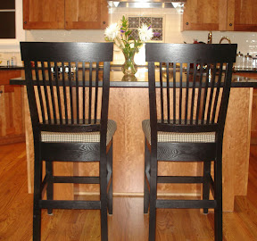 Harvest Barstool with Back, Oak Hardwood, Midnight Finish