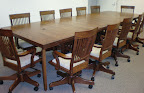 80 x 50 Mission Dining Table with added Leaves and Lancaster Swivel Chairs, Oak Hardwood, Lexington Finish