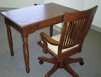 Farmhouse Writing Desk and Lancaster Swivel Chair, Oak Hardwood, Lexington Finish