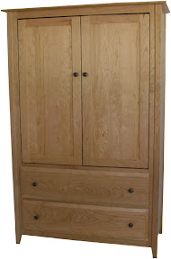 Shaker Style, Armoire Entertainment Center, Cherry Wood, Natural Finish