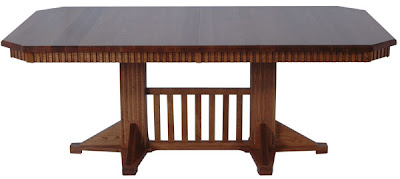 60 x 42 Woodland Dining Table, Oak Hardwood, Medium Finish, Custom Fluted Skirt