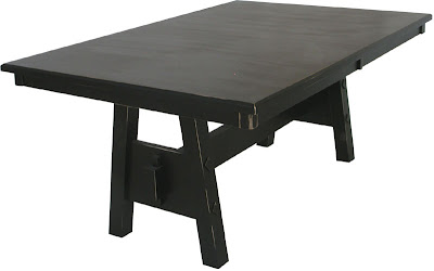 70 x 42 Geneva Table, Oak Hardwood, Midnight Distressed Wood Finish