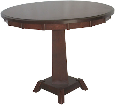 Turin 42 Round Dining Table, Oak Hardwood, Mahogany Finish