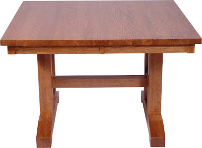 42 x 42 Trestle Dining Table, Oak Hardwood, Medium Finish
