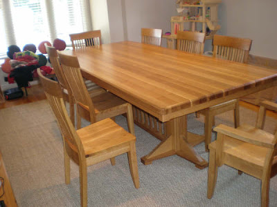 Woodland Dining Table & Lancaster Chairs, Oak Hardwood, Rustic Finish