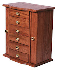Jewelry Chest, Oak Hardwood, Medium Finish