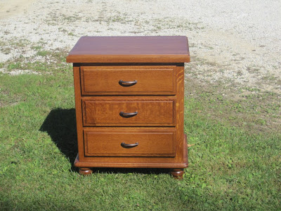 Lotus Nightstand, Quarter Sawn Oak Hardwood, Rustic Finish, with Custom Hardware