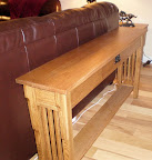 Corbel Mission Sofa Table, Quarter Sawn Oak Hardwood, Rustic Finish