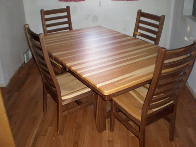 50 x 42 Montreal Kitchen Table in Mixed Wood, Horizon Dining Chairs, Natural Finish