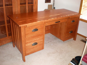 60 Inch Wide Syracuse Executive Desk with Custom Hardware, in Red Cherry