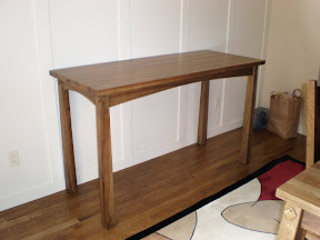 Shaker Sofa Table, Sunset Hickory, No Shelves or Bottom Drawer