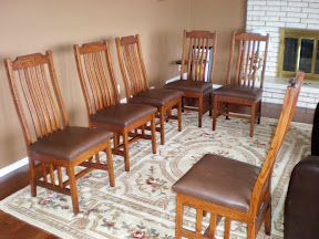 Mission Dining Chairs with Leather Seats in Autumn Quarter Sawn Oak