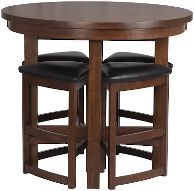 42 Inch Diameter Barcelona Table in Chocolate Cherry, Shown with Barcelona Barstools