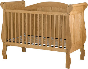 Classic Baby Crib, Oak Hardwood, Oil & Wax Finish