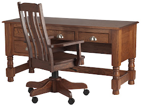 Devonshire Writing Desk and Plains Mission Office Chair in Mahogany Oak
