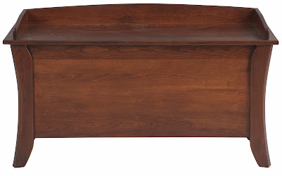 46 inch wide Kyoto chest in antique cherry, shown with padded seat and rail