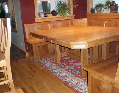 60 x 60 Plains Mission Dining Table and Plains Misson Bench in Honey Oak