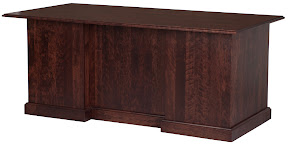 York Executive Desk in Modern Cherry, Solid Wood Rear Panel