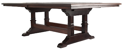 90" x 60" Tuscany Dining Table in Custom Finished Oak, Customized Base Design