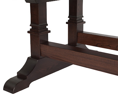 90" x 60" Tuscany Dining Table in Custom Finished Oak, Customized Base Design