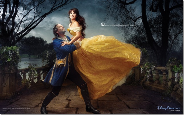 Penelope Cruz and Jeff Bridges as Beauty and teh Beast by Annie Leibovitz for Disney Parks