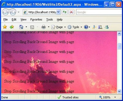 How to Stop Scrolling Background Image with Text