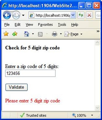 How to Validate Zip Code using RegularExpressionValidator in ASP.NET