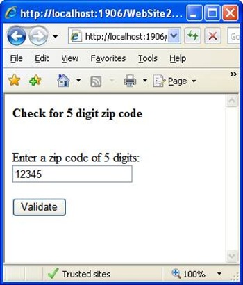 How to Validate Zip Code using RegularExpressionValidator in ASP.NET