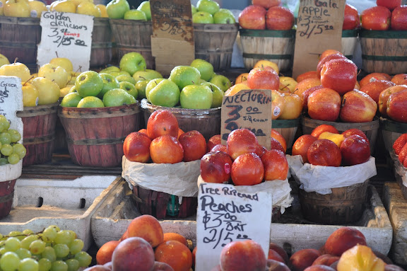 The dozens of fruit and vegetable vendors offer an amazing array of beautiful wares.