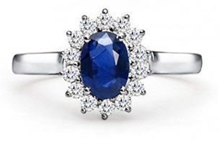 Blue Sapphire Diamond Border Ring for Princess Diana